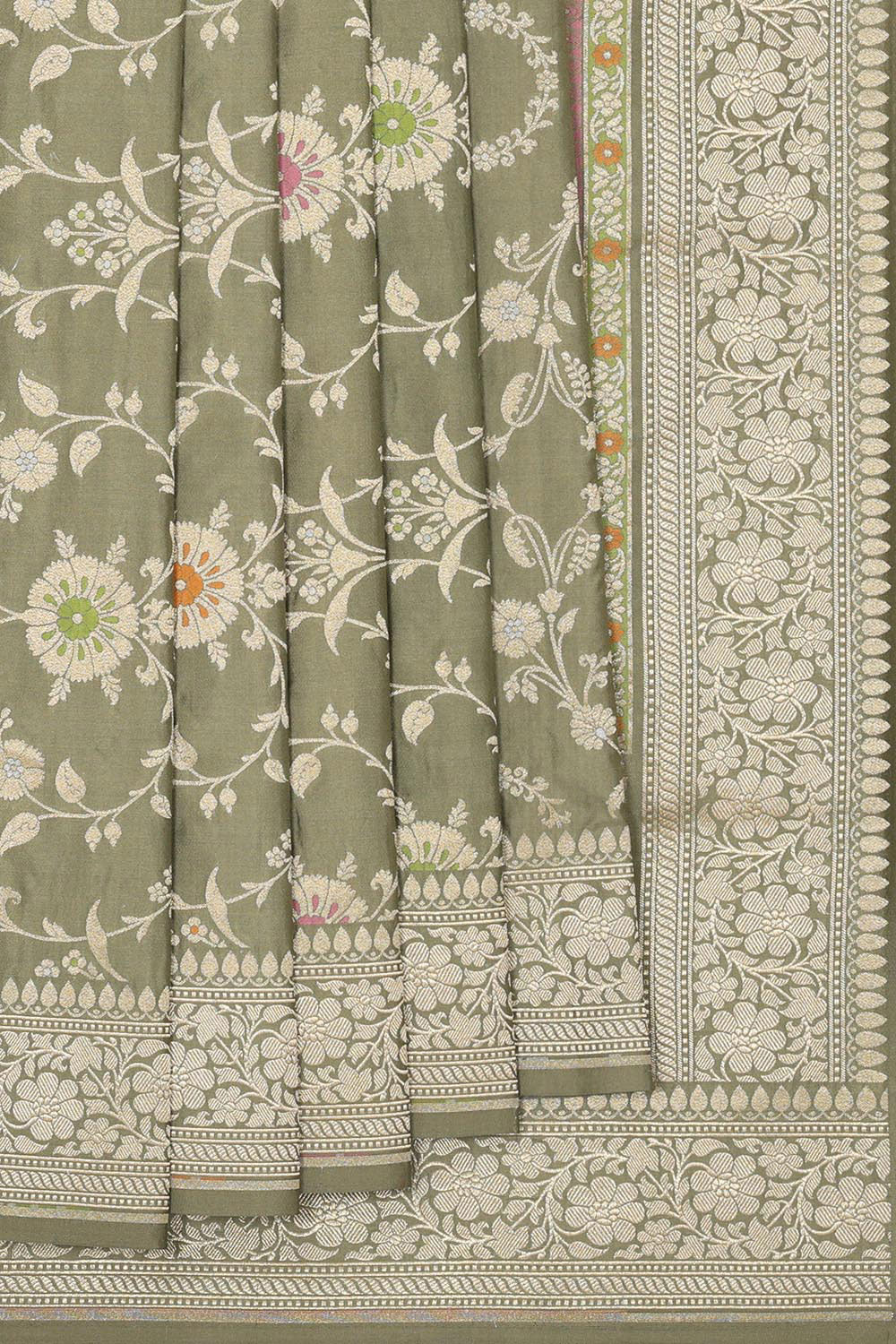 Image of Banarasi Silk Moss Green Saree